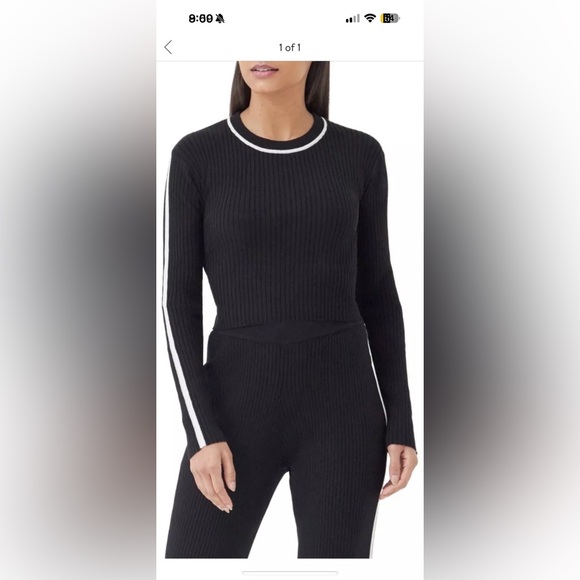4th and Reckless ribbed knit SET top and bottom XS black and white SUPER SOFT - Picture 15 of 16